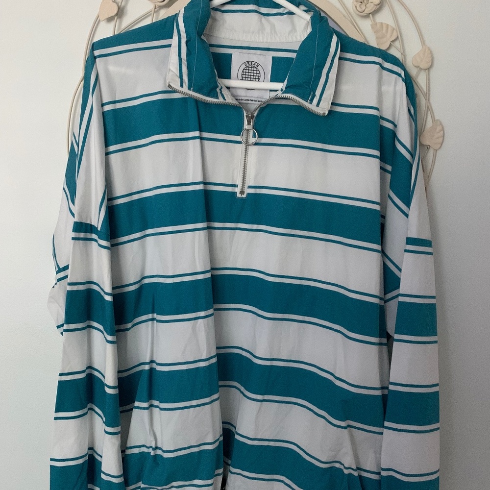 Urban Outfitters - Blue and White Stripped Wind Breaker